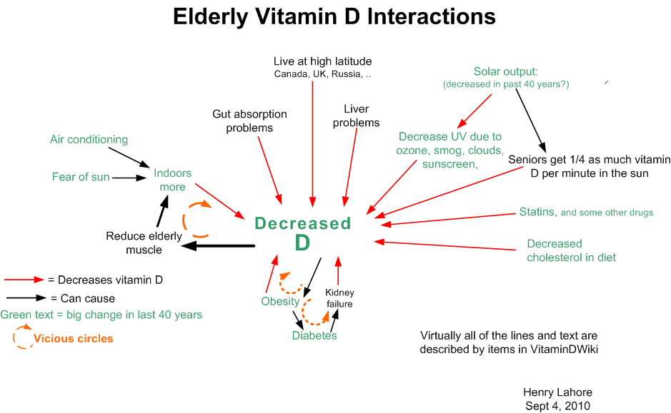 Elderly vitamin D interactions